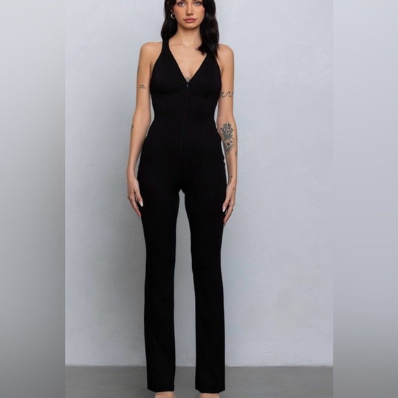 Pants - #117 black open back jumpsuit